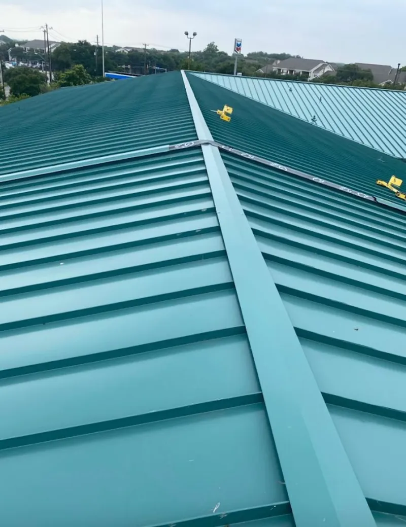 Green commercial metal roof ridge and valley for Metal Roof Repair in Gilbert